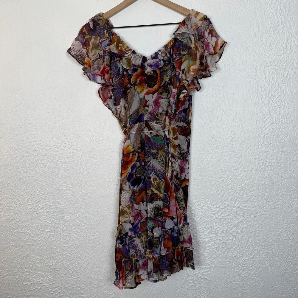 Anthropologie Floral Ruffled Mini Wrap Dress NWT Size Small Petite - Picture 3 of 5